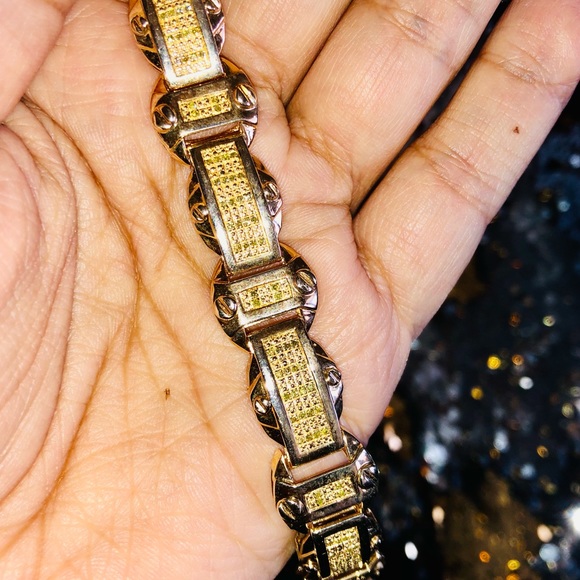 10k gold vermeil Real diamond custommade men diamond bracelet NOT FAKE BEST GIFT - Picture 5 of 6